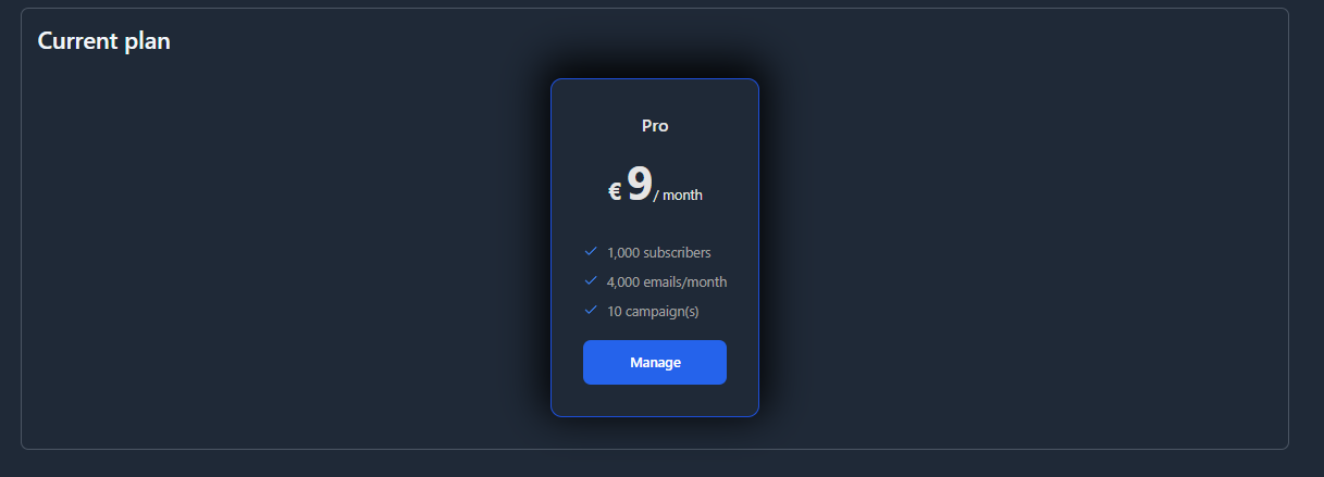 Manage subscription
